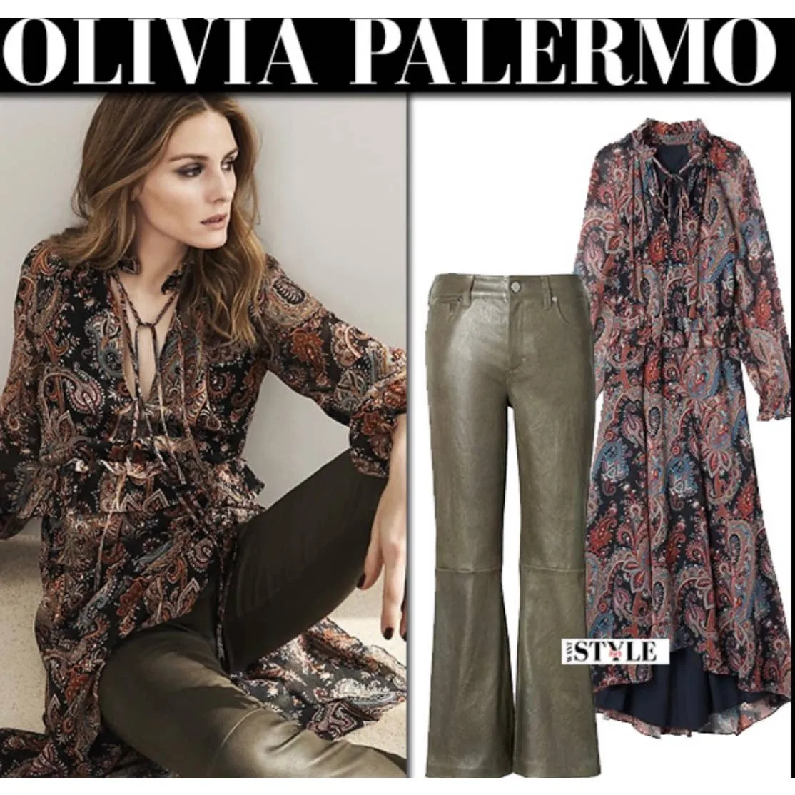 Banana Republic x Olivia Palermo High Low Paisley Silk Dress Size L