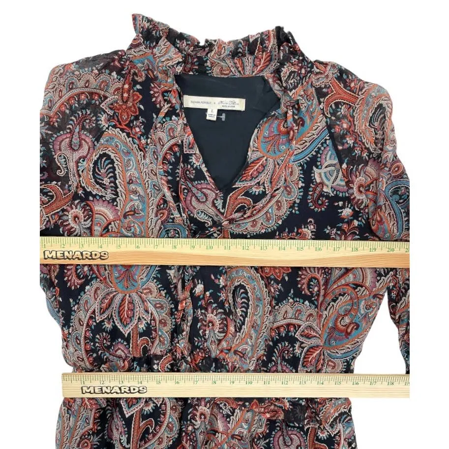 Banana Republic x Olivia Palermo High Low Paisley Silk Dress Size L