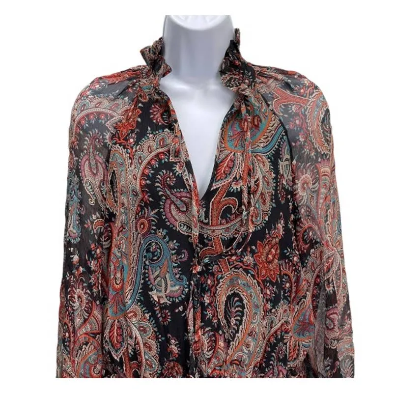 Banana Republic x Olivia Palermo High Low Paisley Silk Dress Size L