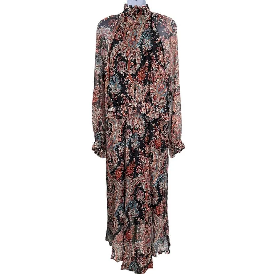 Banana Republic x Olivia Palermo High Low Paisley Silk Dress Size L