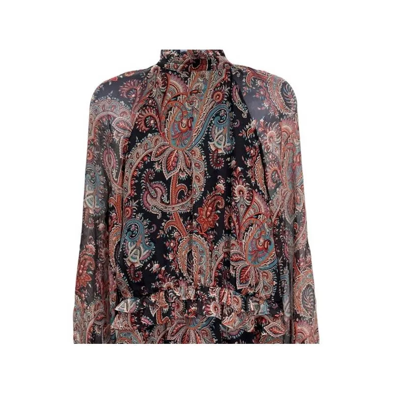 Banana Republic x Olivia Palermo High Low Paisley Silk Dress Size L