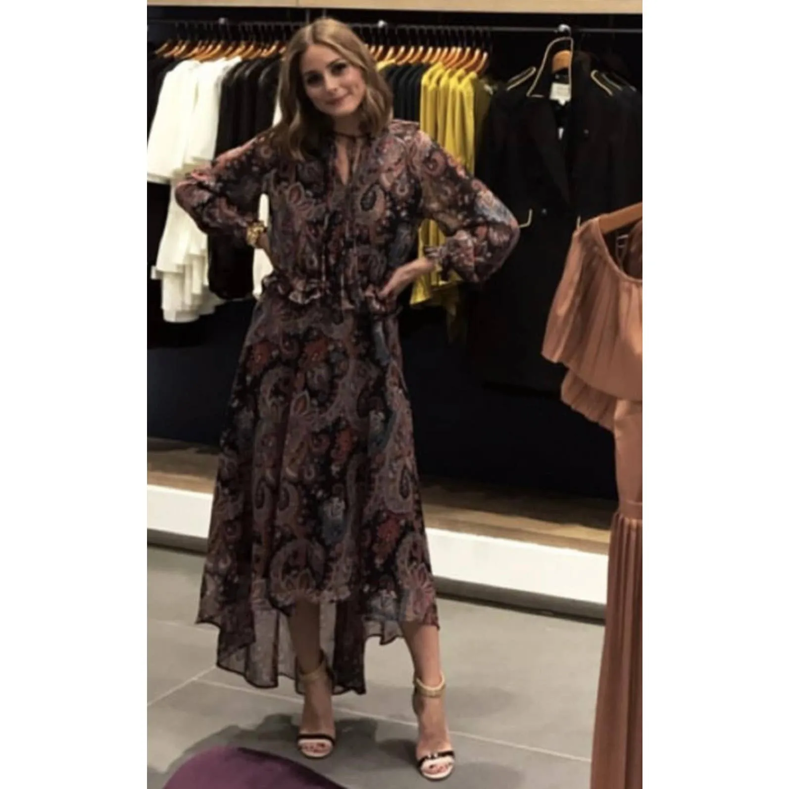 Banana Republic x Olivia Palermo High Low Paisley Silk Dress Size L