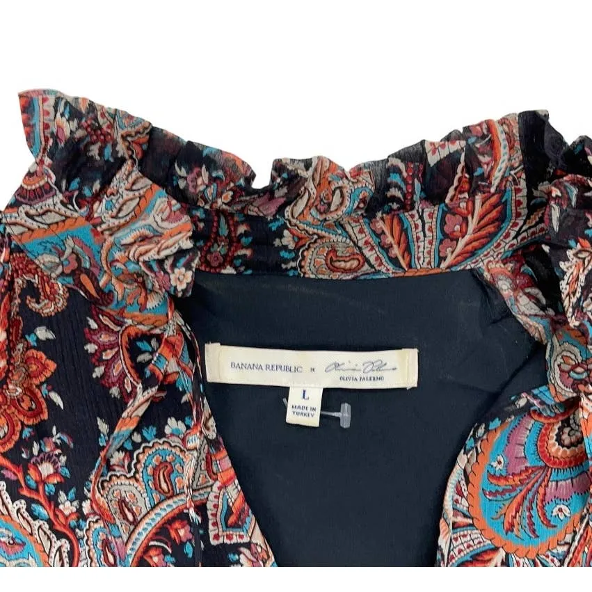 Banana Republic x Olivia Palermo High Low Paisley Silk Dress Size L