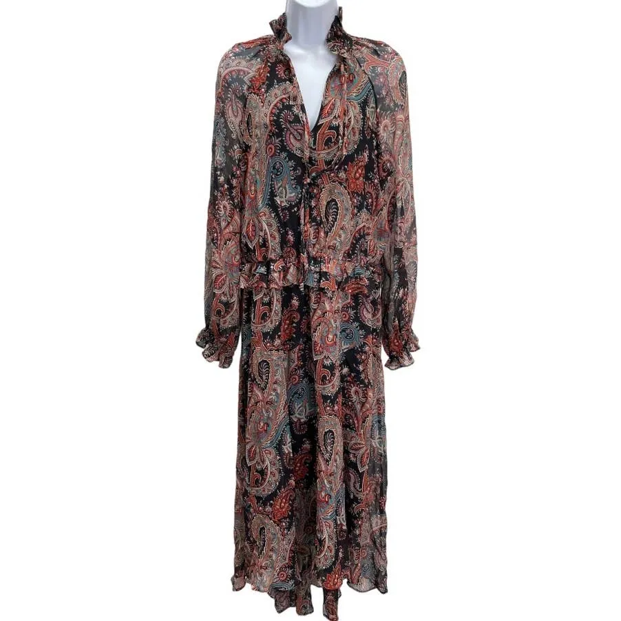 Banana Republic x Olivia Palermo High Low Paisley Silk Dress Size L