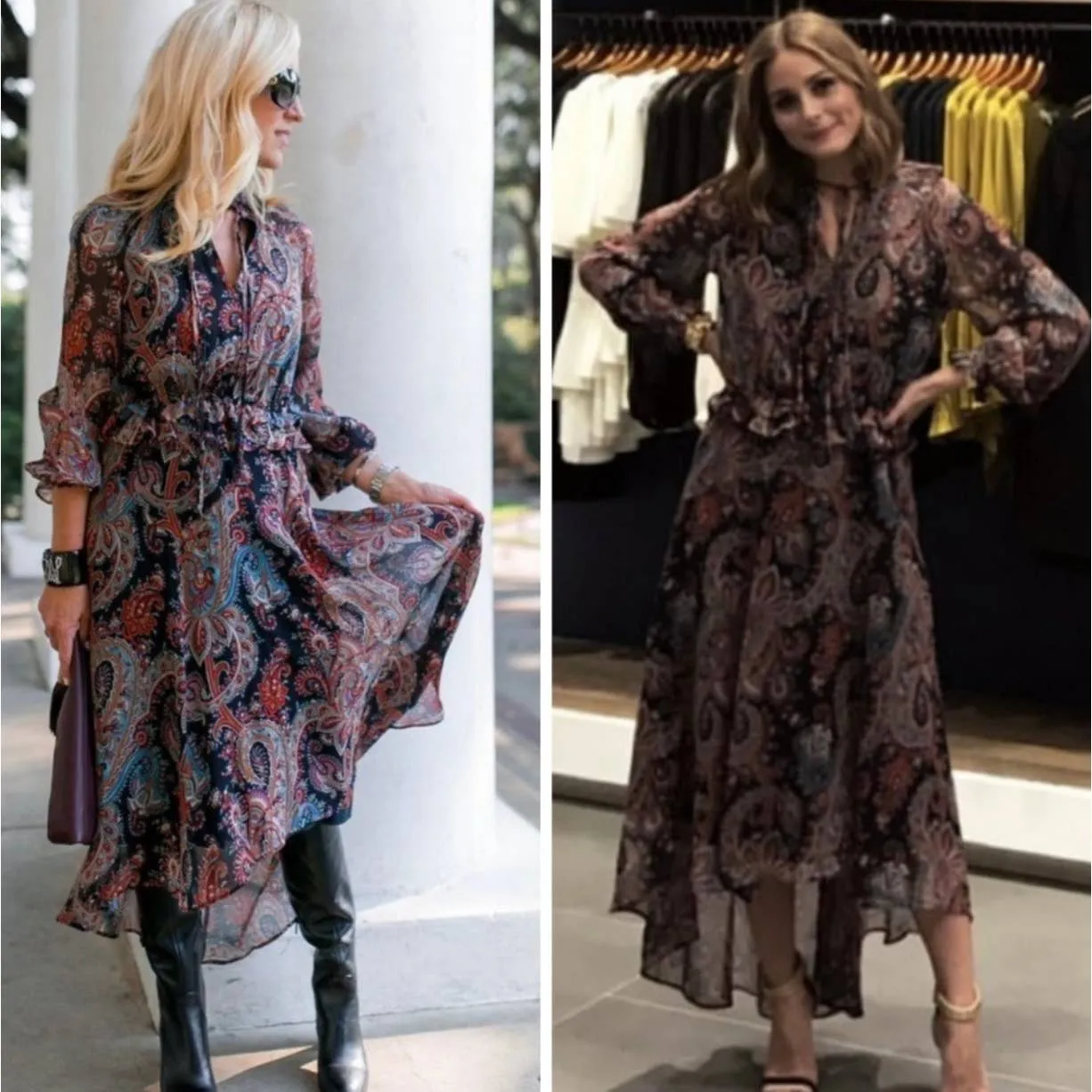 Banana Republic x Olivia Palermo High Low Paisley Silk Dress Size L