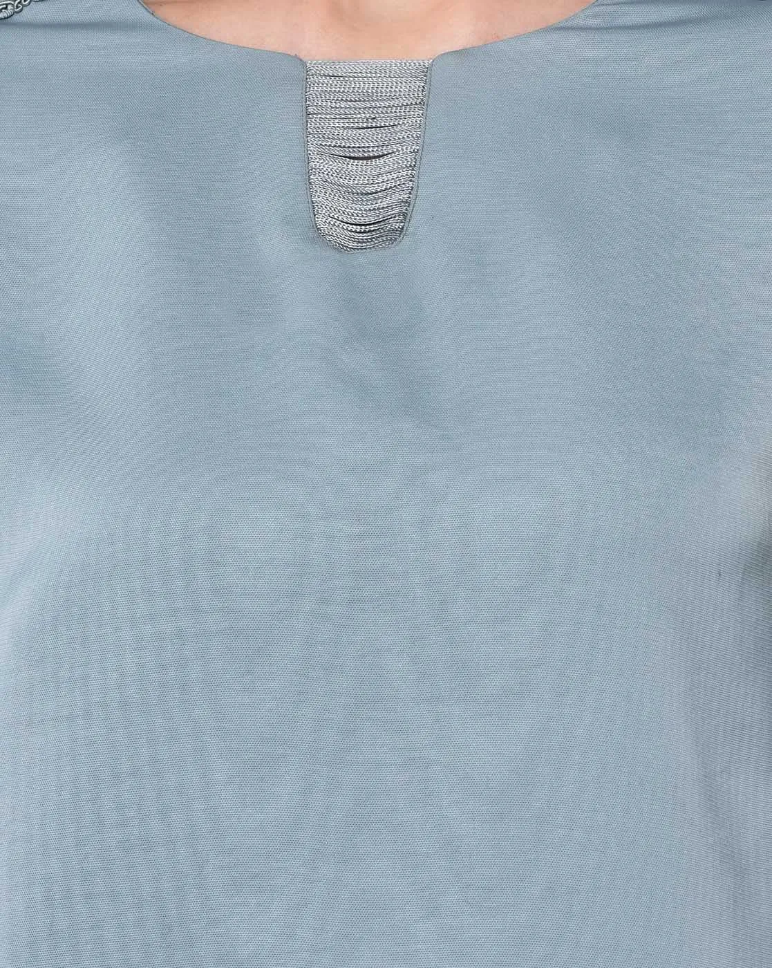 Blue Top With Strings At Neck