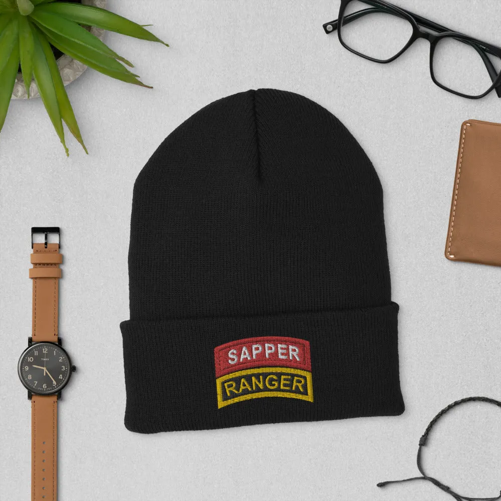 Embroidered Sapper and Ranger tabs Cuffed Beanie