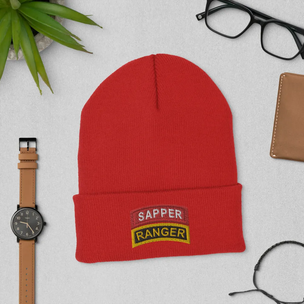Embroidered Sapper and Ranger tabs Cuffed Beanie