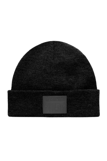 Hard Yakka Men Beanie Snug Fit Relaxed Top Leather Look Embossed Logo Y22370