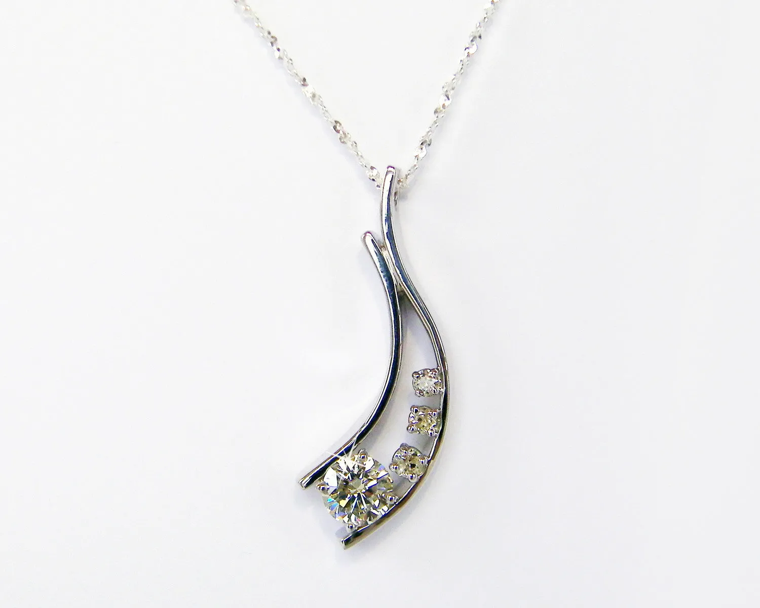 Modern Curved Diamond Necklace