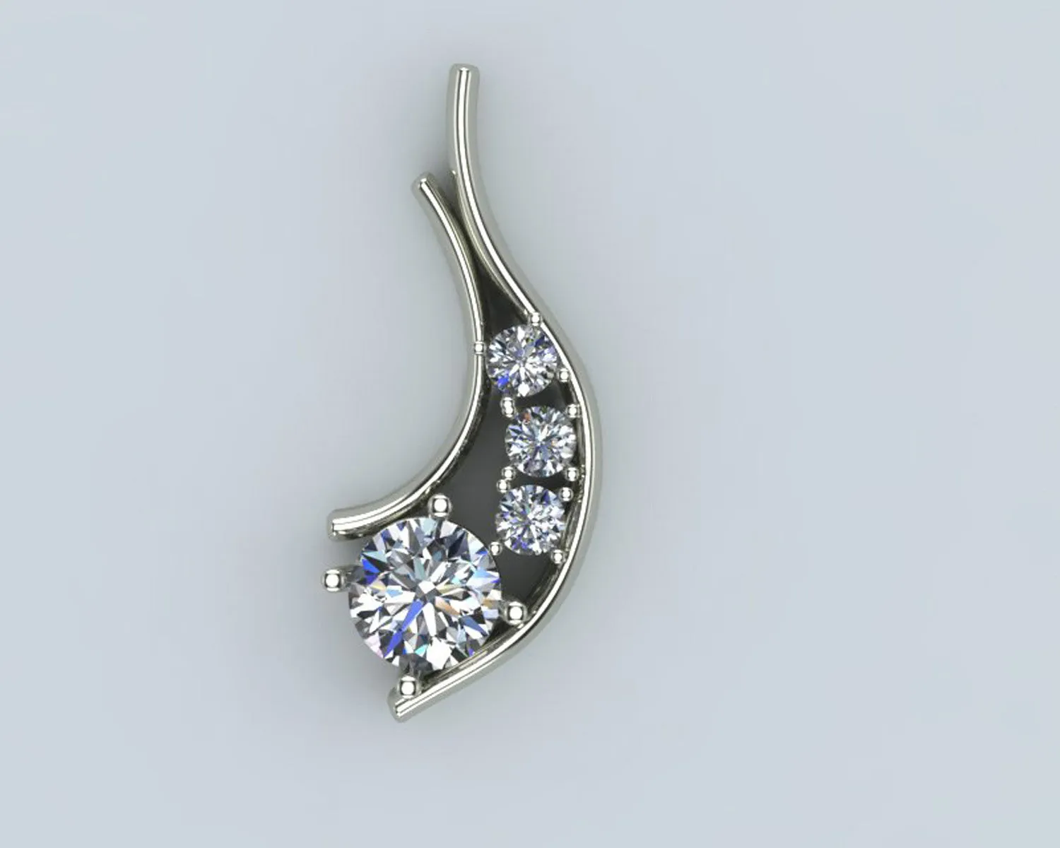 Modern Curved Diamond Necklace