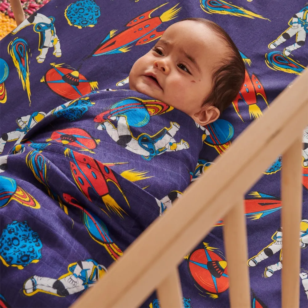 Outer Space Organic Cotton Cot Fitted Sheet
