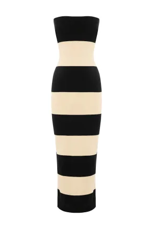 Posse Theo Strapless Dress in Bone/Black