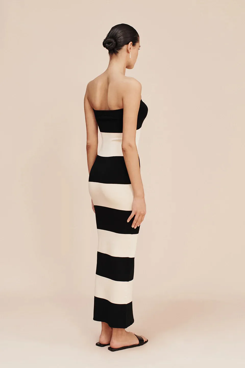 Posse Theo Strapless Dress in Bone/Black