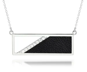 Rectangle Leather Inlay Crystal Necklace