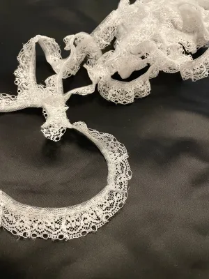 SALE 4 YD Polyester Lace Trim Ruffled - White