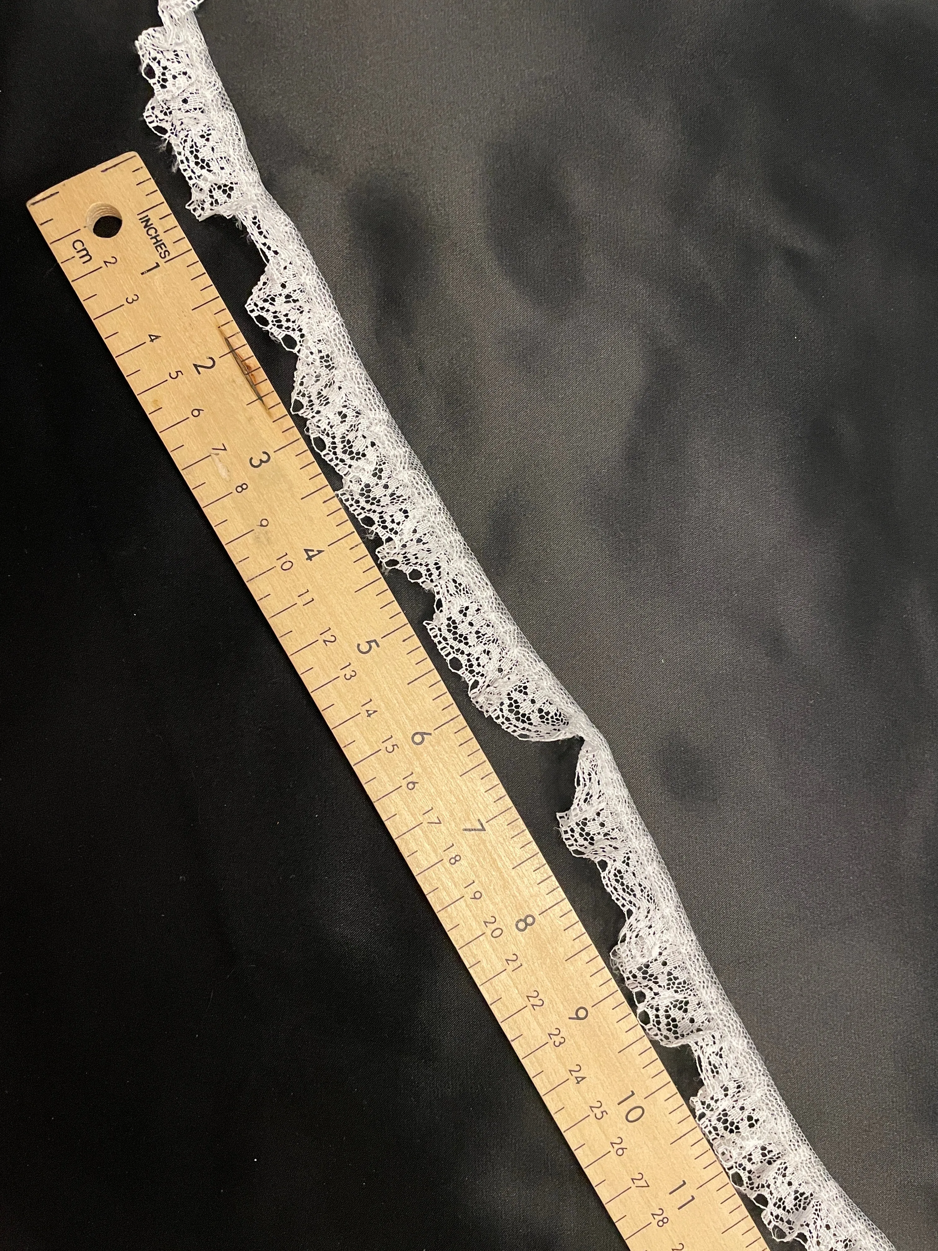 SALE 4 YD Polyester Lace Trim Ruffled - White