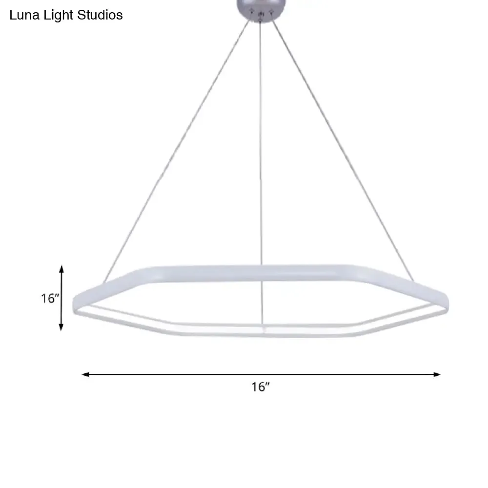 Simplistic Acrylic Tiered Hexagonal LED 1/2/3-Light Pendant Chandelier Hanging Lamp in Black/Silver/White