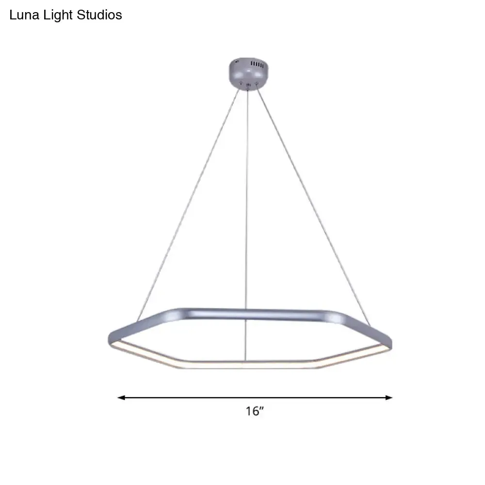 Simplistic Acrylic Tiered Hexagonal LED 1/2/3-Light Pendant Chandelier Hanging Lamp in Black/Silver/White