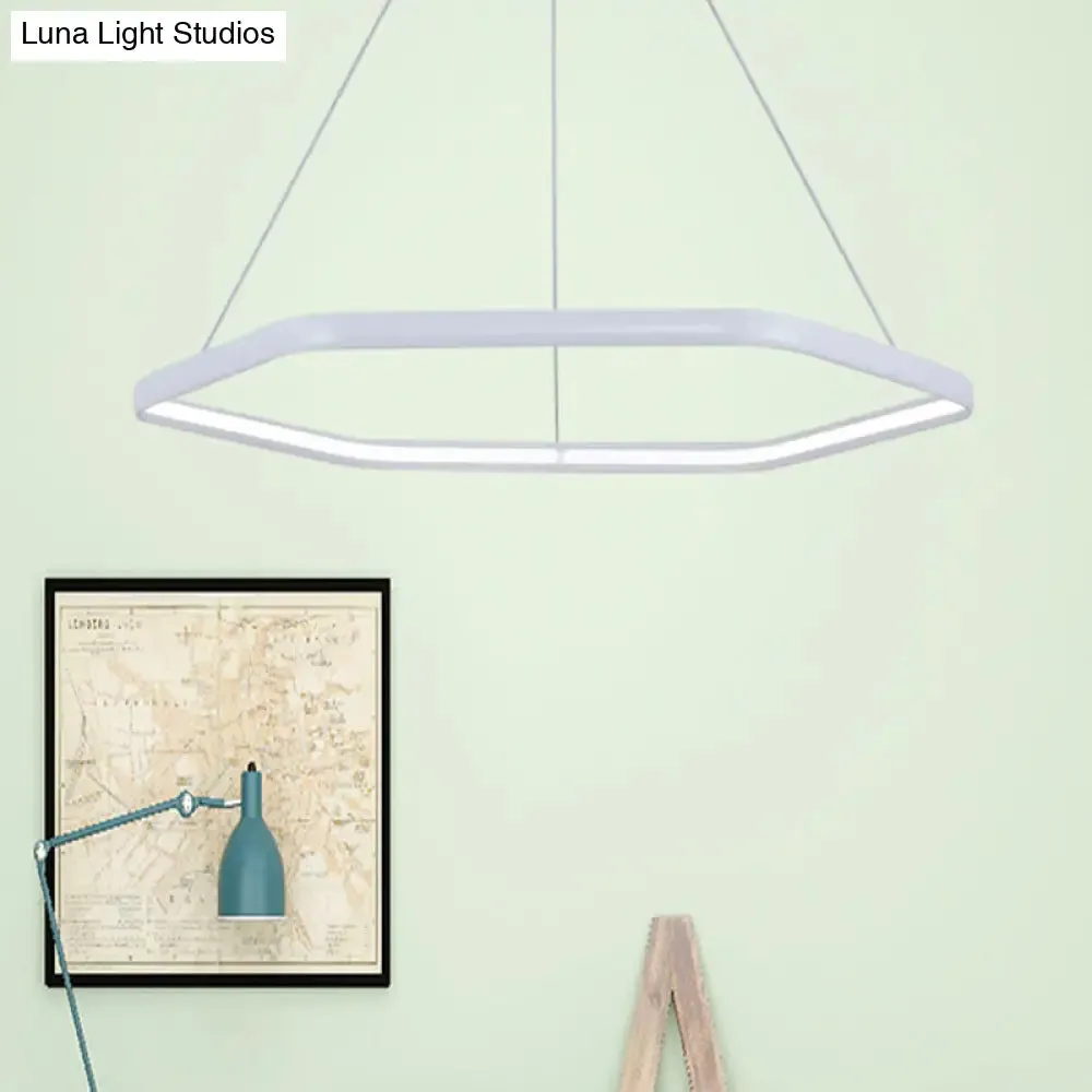 Simplistic Acrylic Tiered Hexagonal LED 1/2/3-Light Pendant Chandelier Hanging Lamp in Black/Silver/White