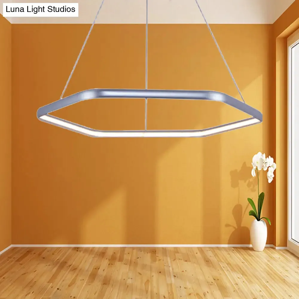 Simplistic Acrylic Tiered Hexagonal LED 1/2/3-Light Pendant Chandelier Hanging Lamp in Black/Silver/White