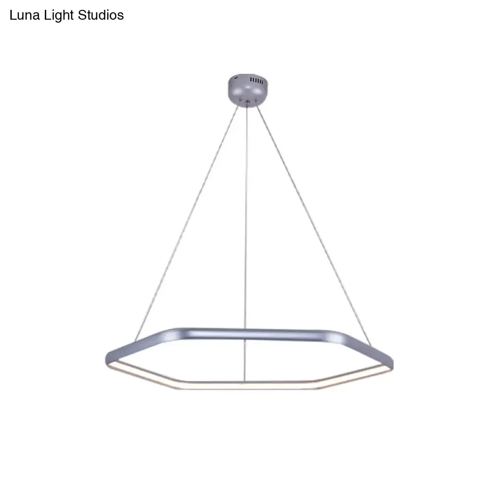 Simplistic Acrylic Tiered Hexagonal LED 1/2/3-Light Pendant Chandelier Hanging Lamp in Black/Silver/White