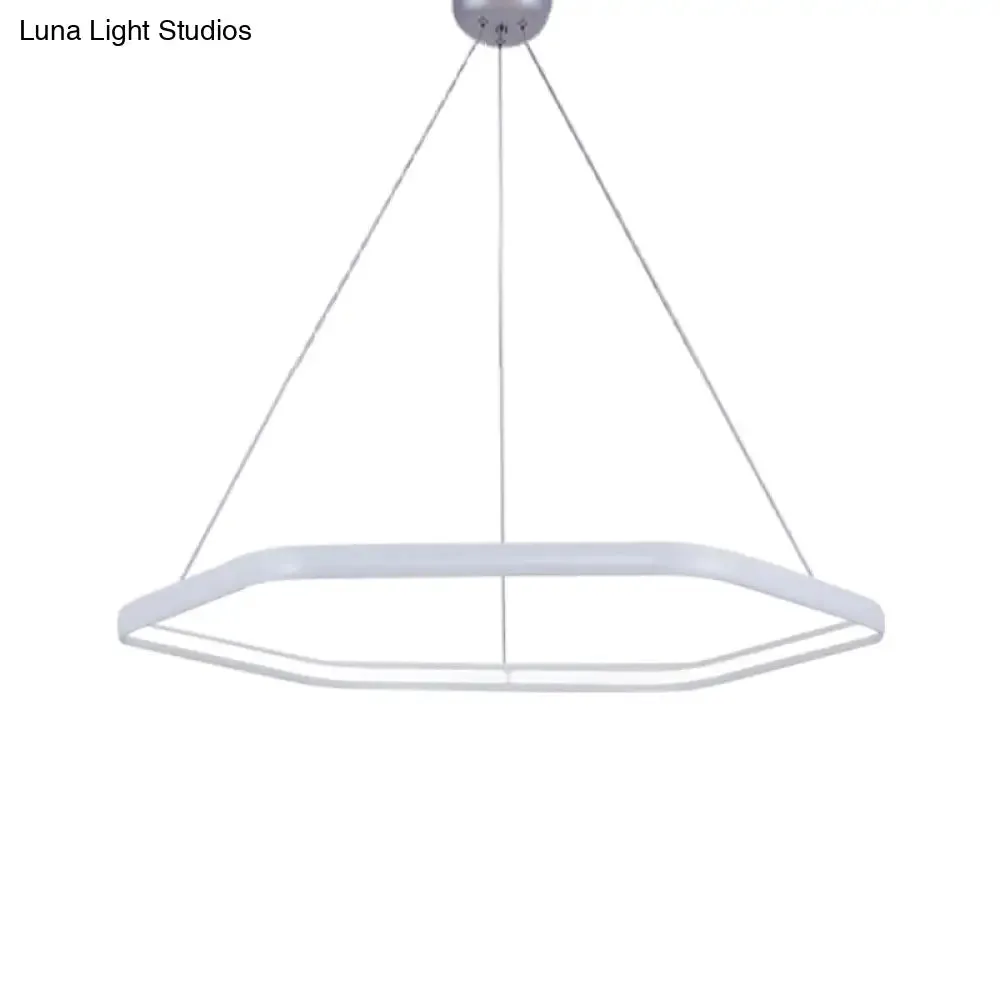 Simplistic Acrylic Tiered Hexagonal LED 1/2/3-Light Pendant Chandelier Hanging Lamp in Black/Silver/White
