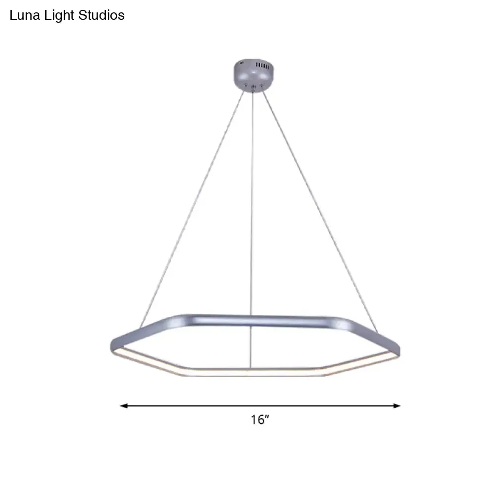 Simplistic Acrylic Tiered Hexagonal LED 1/2/3-Light Pendant Chandelier Hanging Lamp in Black/Silver/White
