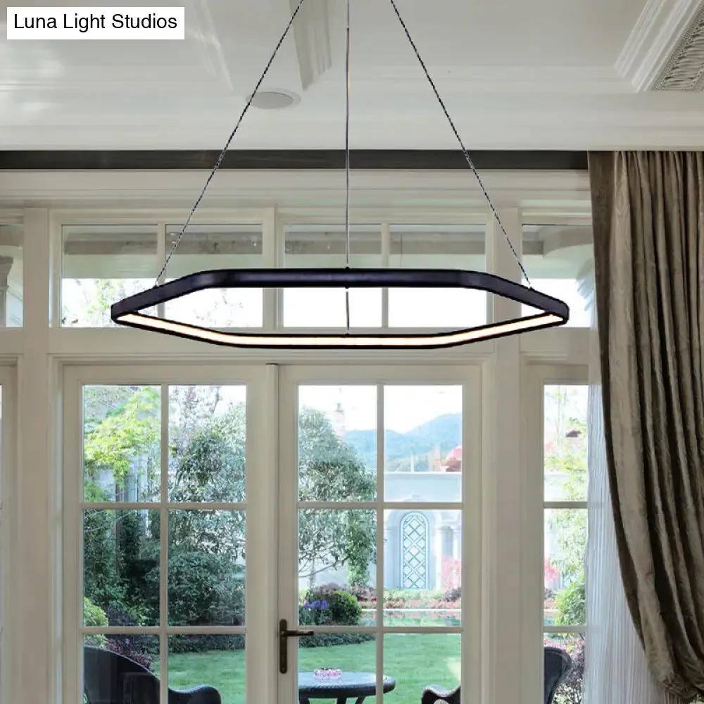 Simplistic Acrylic Tiered Hexagonal LED 1/2/3-Light Pendant Chandelier Hanging Lamp in Black/Silver/White