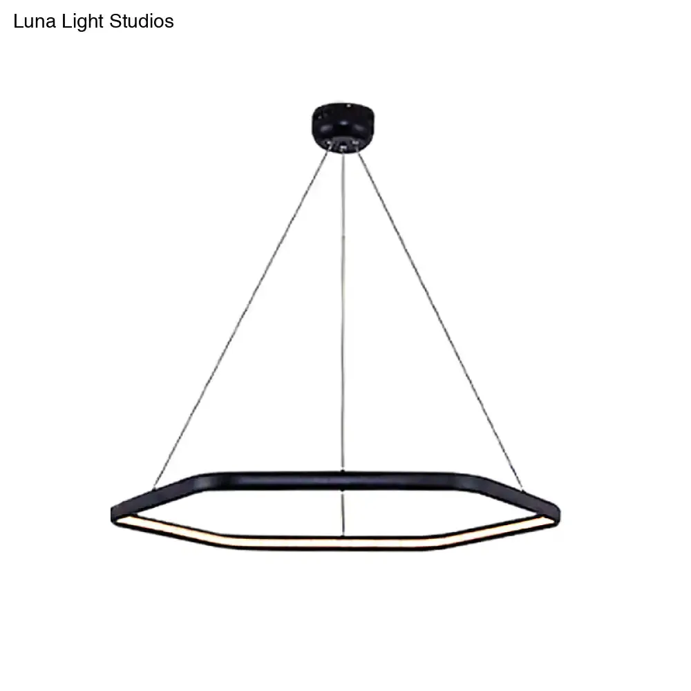 Simplistic Acrylic Tiered Hexagonal LED 1/2/3-Light Pendant Chandelier Hanging Lamp in Black/Silver/White