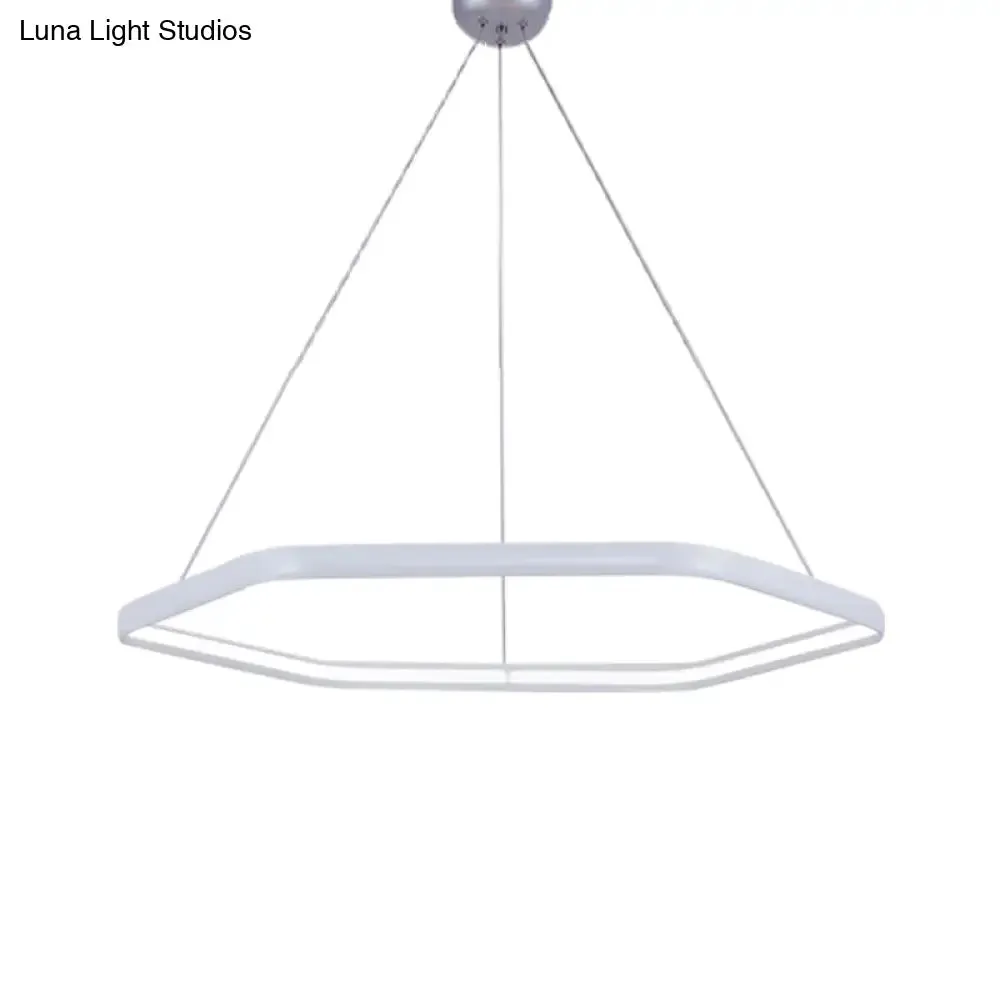Simplistic Acrylic Tiered Hexagonal LED 1/2/3-Light Pendant Chandelier Hanging Lamp in Black/Silver/White