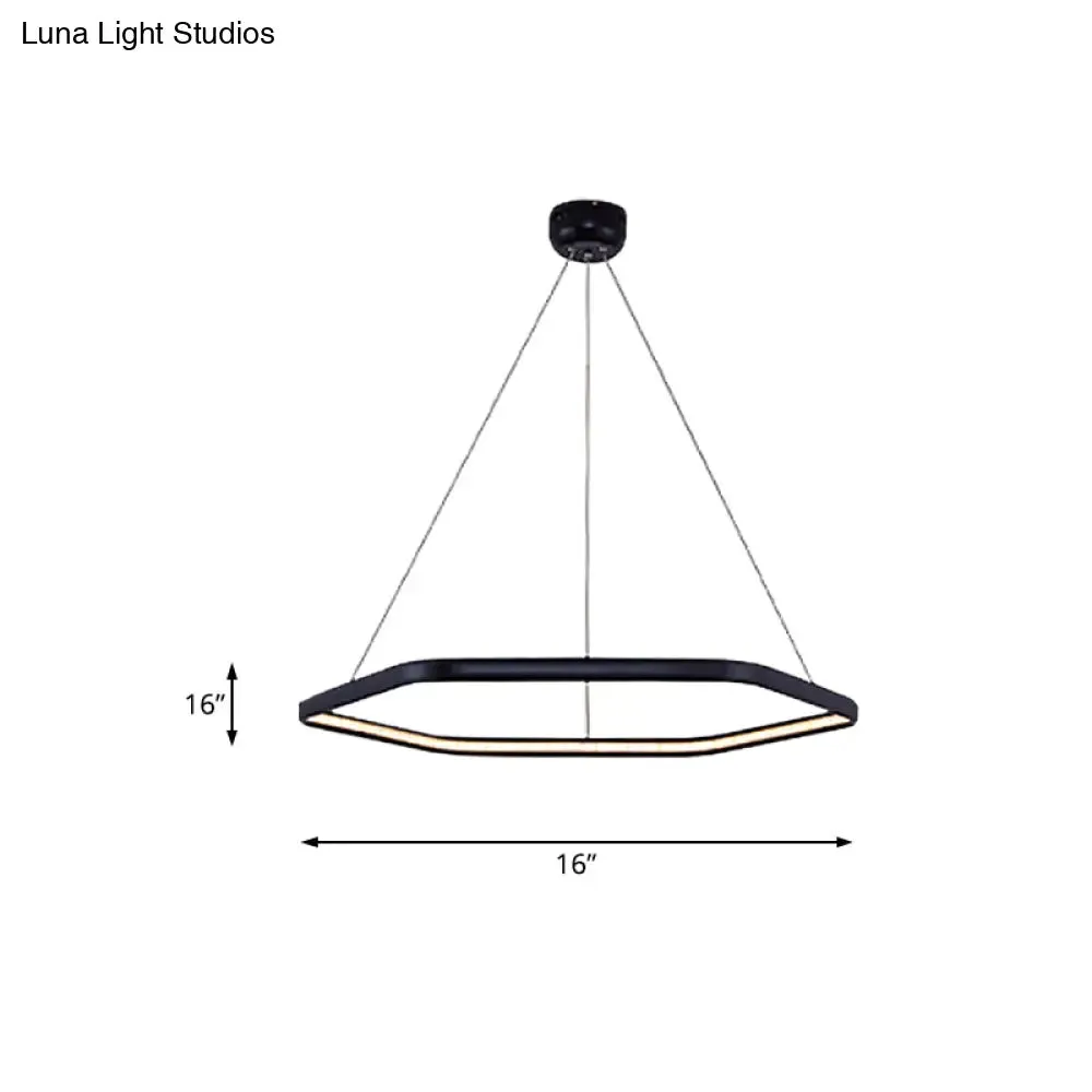 Simplistic Acrylic Tiered Hexagonal LED 1/2/3-Light Pendant Chandelier Hanging Lamp in Black/Silver/White