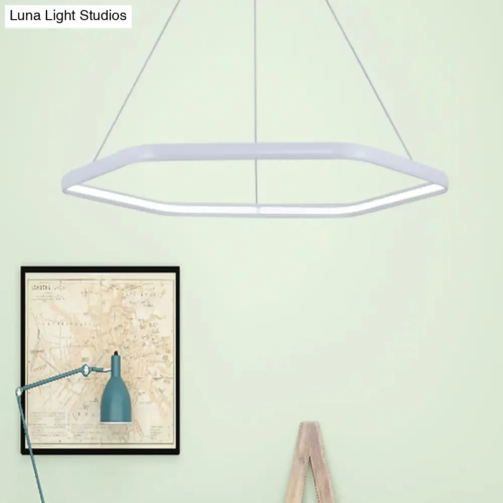Simplistic Acrylic Tiered Hexagonal LED 1/2/3-Light Pendant Chandelier Hanging Lamp in Black/Silver/White
