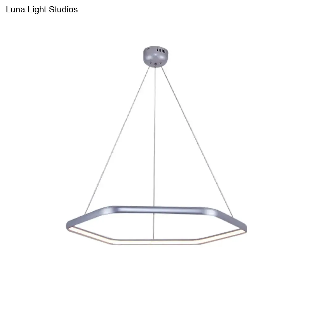 Simplistic Acrylic Tiered Hexagonal LED 1/2/3-Light Pendant Chandelier Hanging Lamp in Black/Silver/White