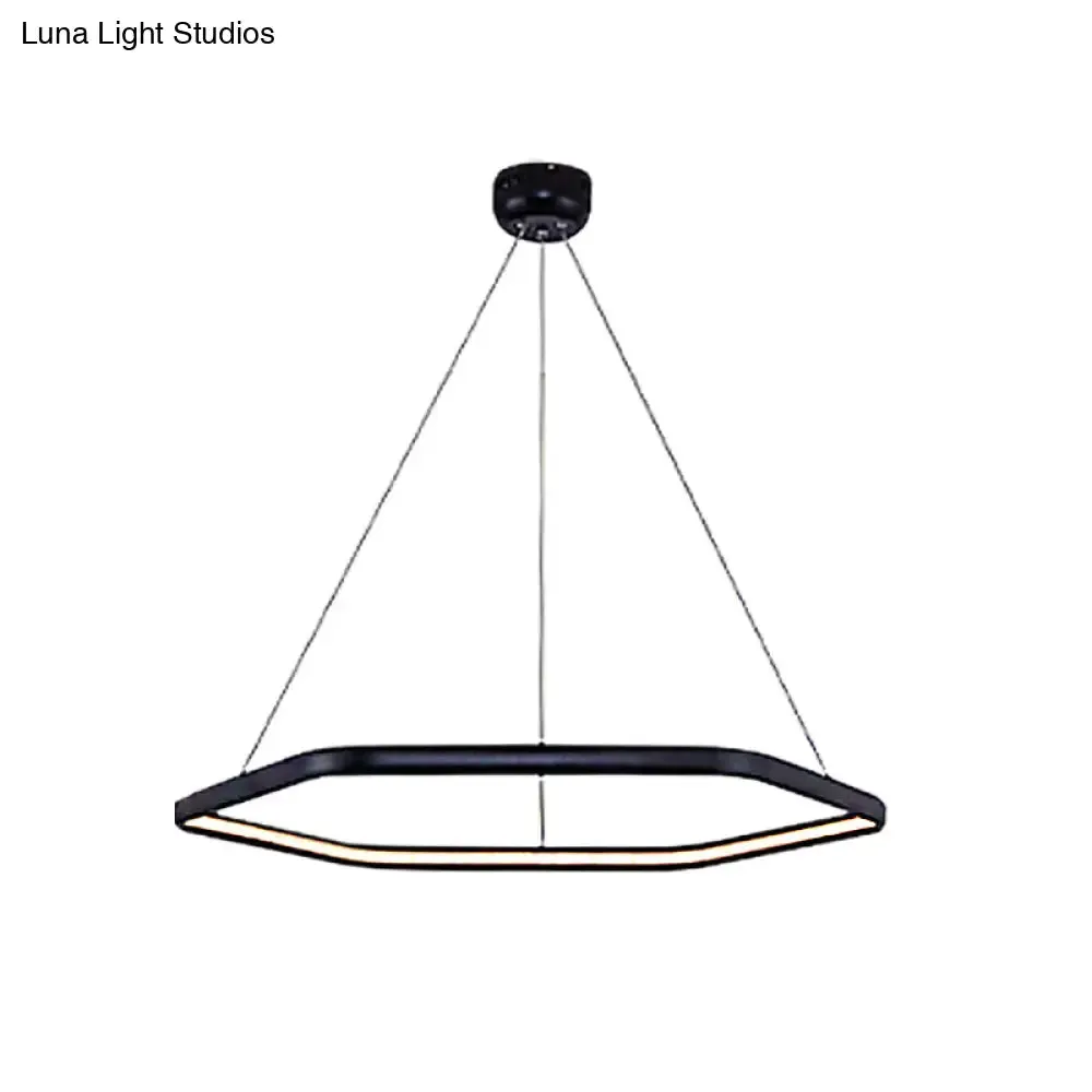 Simplistic Acrylic Tiered Hexagonal LED 1/2/3-Light Pendant Chandelier Hanging Lamp in Black/Silver/White