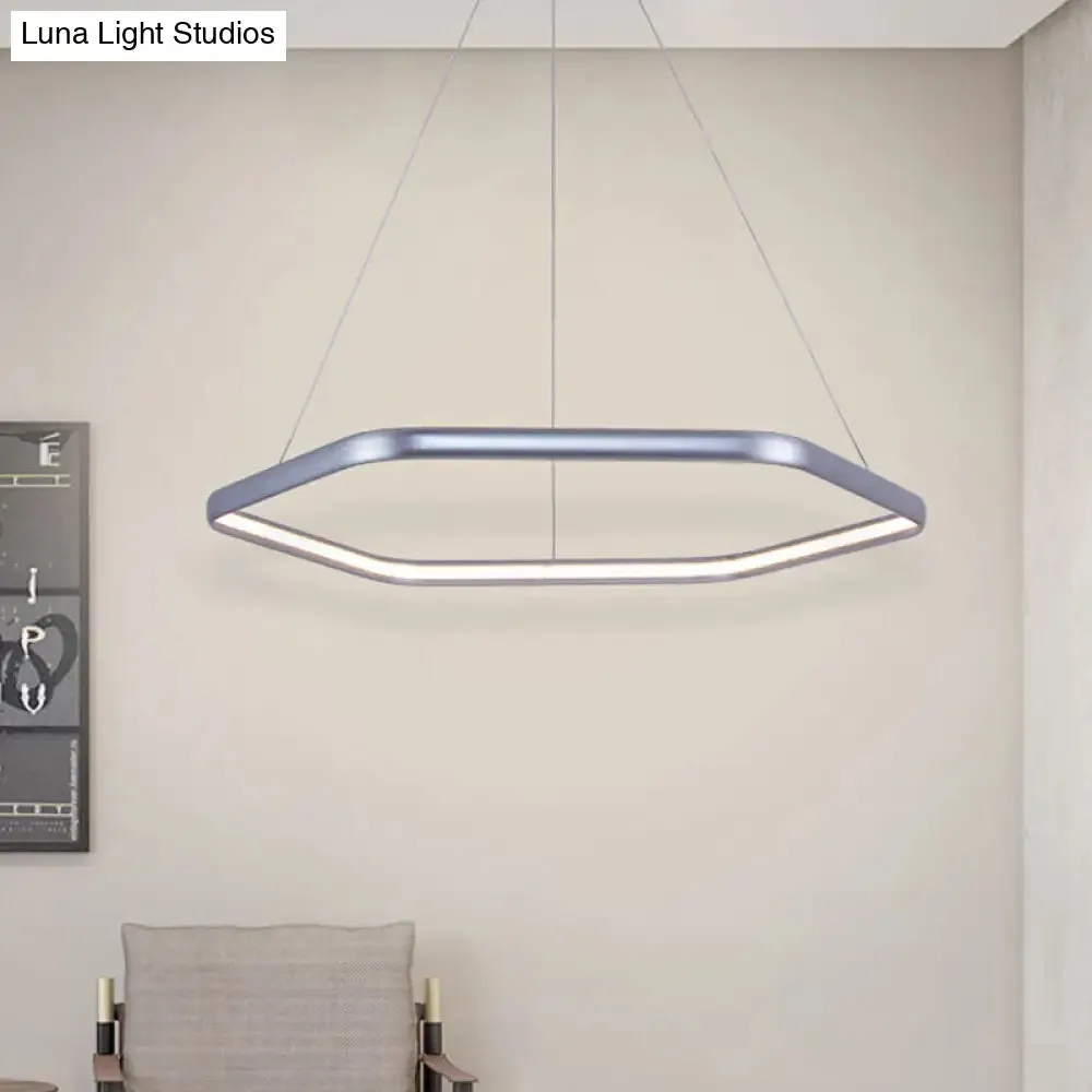 Simplistic Acrylic Tiered Hexagonal LED 1/2/3-Light Pendant Chandelier Hanging Lamp in Black/Silver/White