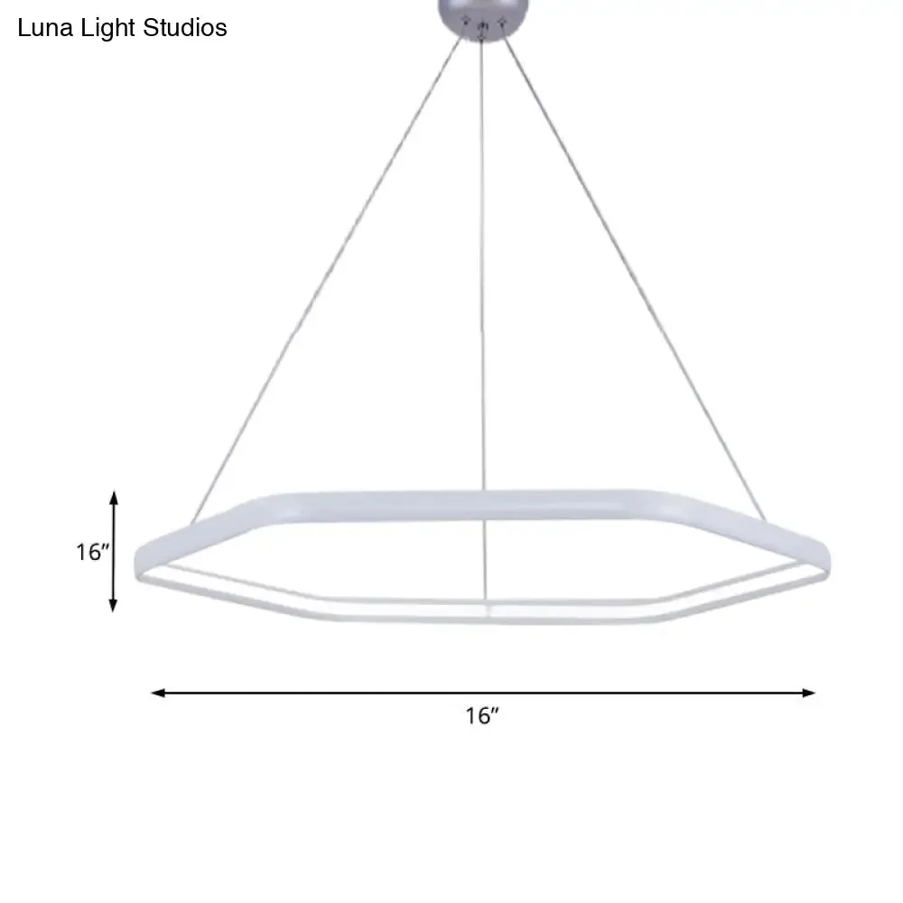 Simplistic Acrylic Tiered Hexagonal LED 1/2/3-Light Pendant Chandelier Hanging Lamp in Black/Silver/White
